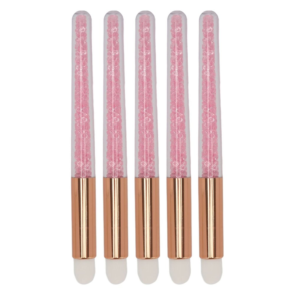 5pcs Glitter Crystal Lip Brush Round Head Portable Fiber Wool Lash Brush for Makeup