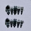 Black nail art hot girl wears removable nail stickers repeatedly(L) view 2