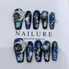Nail Art Kit with Deep-Sea Starry Sky and Cat Eye Effect Wearable and Detachable Fake Nails Nail Art Patch(S) view 2