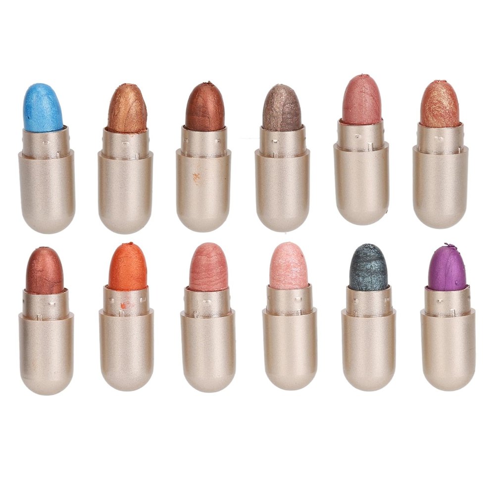 12 Colors Capsule Eyeshadow Palette Glitter High Pigmented Long Lasting Capsule Eye Shadow Sticks for Makeup
