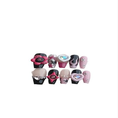 Handmade Wearable Nail Hot Girl Cool Detachable Fake Nail Nail Patch Nail Art Fake Nails(L)
