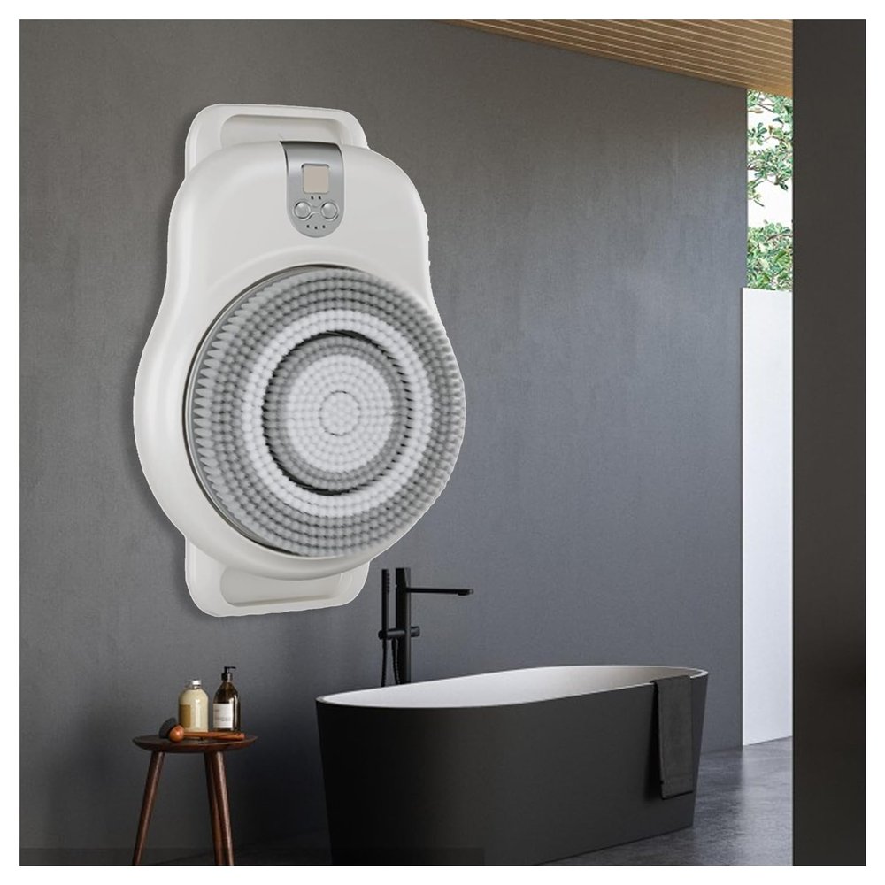 HMWOKPOT Back Scrubber for Shower Wall, 2-Speed Adjustment Electric Body Scrubber with 18Cm Large Brush Head, 360 Automatic Rota-Tion
