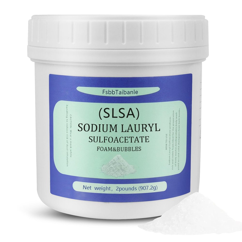 2 Pound of SLSA Powder for Bath Bomb Making, Premium Sodium Lauryl Sulfoacetate Powder, Sodium Lactate for soap Making, Gentle on The Skin. Suitable for Bath TrufflesCrafting Bath Bombs and More