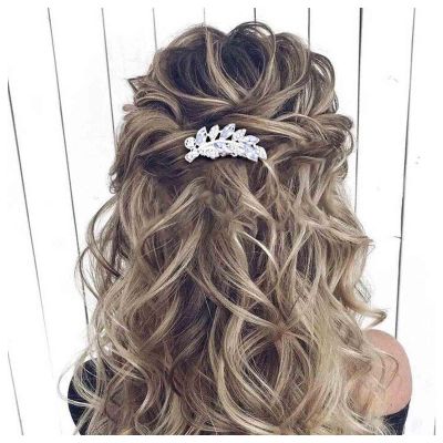 Aneneiceera Vintage Rhinestone Hair Comb Barrette Gold Crystal Leaf Hair Clip Comb Cz Hair Barrette Headpieces Shine Wedding Comb Decorative Headwear Hair Accessories for Women (Silver)