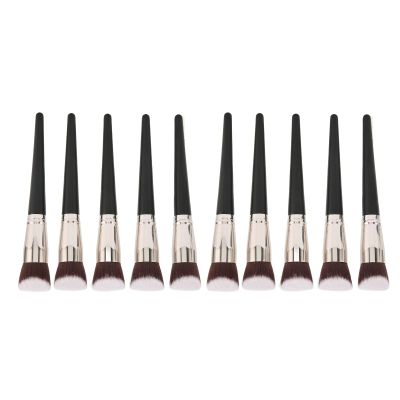 10pcs Oblique Concealer Brush Soft Fiber Hair Ergonomic Flexible Makeup Foundation Brush Cosmetic Tool