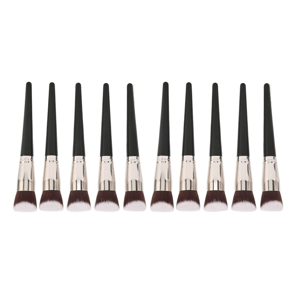 10pcs Oblique Concealer Brush Soft Fiber Hair Ergonomic Flexible Makeup Foundation Brush Cosmetic Tool