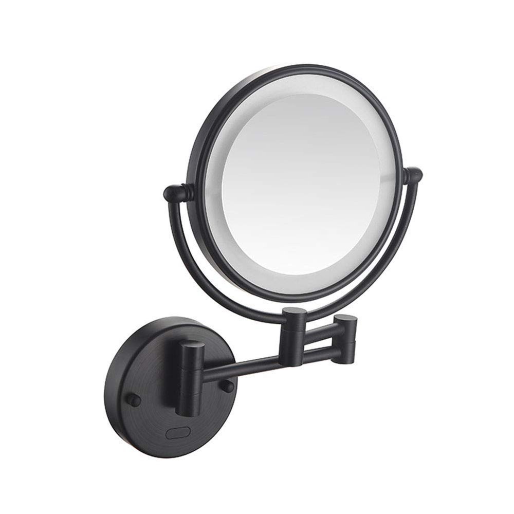 KNKQZXVDF Wall Mounted Makeup Mirror Two-Sided Swivel Wall Mount Mirror Two-Sided Extendable 360 Degree Swivel Extendable Arm(Matte Black,10x)