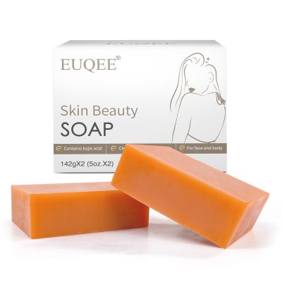 EUQEE Vitamin C Kojic Acid Soap, 5 oz Vitamin C Soap Bars with Acid, Niacinamide, Vitamin C for Skin Beauty Reduce Dark Spot and Acne Soa with a Foaming Net - 142g x 2 Bars