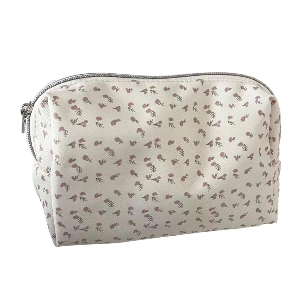 Adrosstoller Makeup Bag with Zippers Multifunctional Stationery Organiser Stylish Toiletry Bag Handheld Cosmetic Holder for Women
