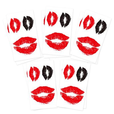 Kiss Lips Temporary Tattoos, 10-Pack Red and Black Love Lips Fake Tattoos for Women, Tattoo Stickers Perfect for Halloween, Mothers Day, and Cosplay for Adults and Kids