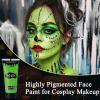 MEICOLY Green Face Paint Kit for Halloween Wicked Witch Elphaba Frankenstein Costume,Halloween Green Makeup Frankenstein,White Face Paint Stick,Setting Powder,Red Lipsticks,False Eyelash view 4