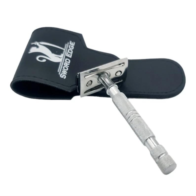 Sword Edge double edge safety razor "Roczen" DE Safety Razor: Revolutionize Your Shaving Experience (Also available with 2 in 1 OC+CC head) (Pouch With Standard Head)
