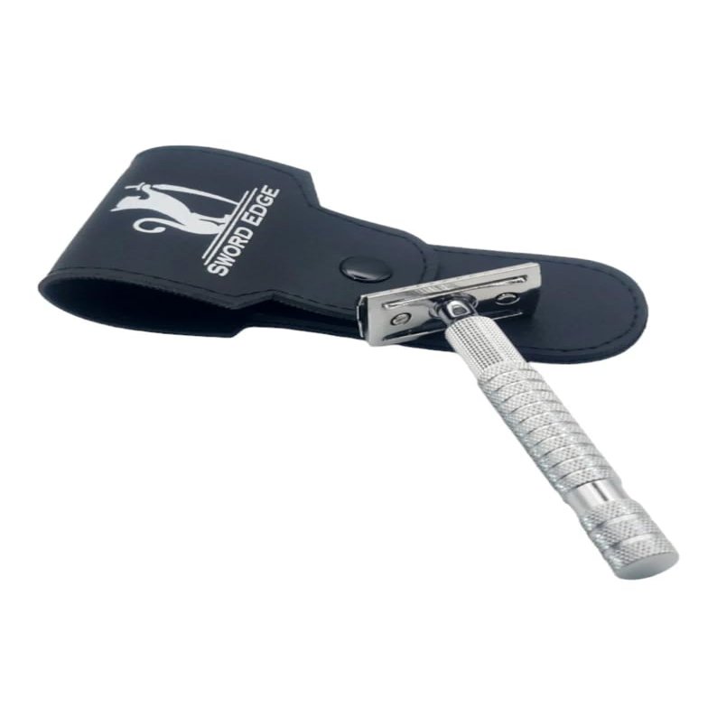 A battle axe for your morning ritual, the Sword Edge DE safety razor "Jazzy" (Also available with 2 in 1 OC+CC head) (Pouch With 2 in 1 Head)