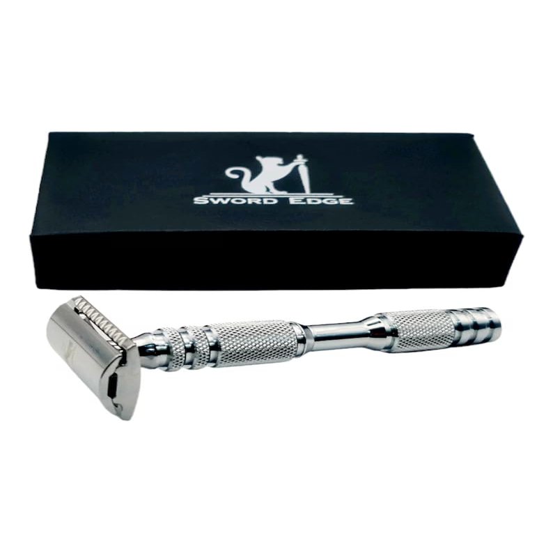 Conquer Shaving Mountains with the Sword Edge DE safety razor - "Breeze" (Also available with 2 in 1 OC+CC head base plate) (With Box, With Standard head)