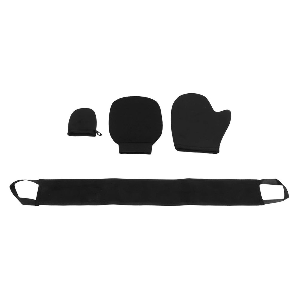 Self Tanning Glove Applicator, 4 Piece Double Sided Flocking Self Tanning Glove Applicator Kit Exfoliating Glove Back Lotion Applicator