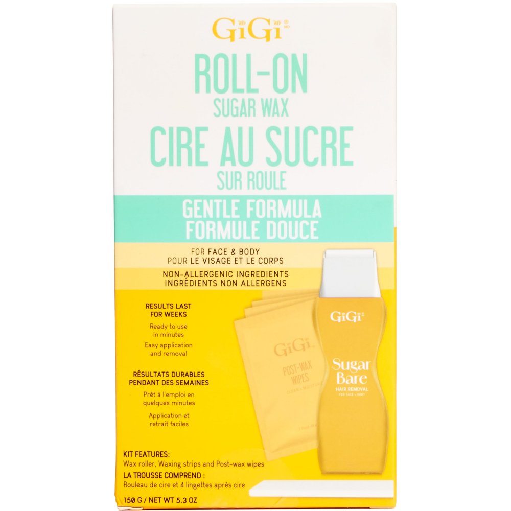 GiGi Roll On Sugar Wax Hair Removal Kit, for Face and Body, Ready to Use, Gentle Formula, 1-pack