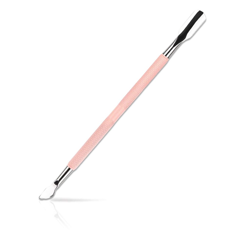 HaimiLiya Cuticle Pusher Gel Nail Remover Tool Dual-end Dead Skin Nail Pusher Nail Dirt Cleaner Tool Gel Polish Remover Tool, 420 Stainless Steel, No.01-2.0, Pink