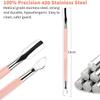 HaimiLiya Cuticle Pusher Gel Nail Remover Tool Dual-end Dead Skin Nail Pusher Nail Dirt Cleaner Tool Gel Polish Remover Tool, 420 Stainless Steel, No.01-2.0, Pink view 2