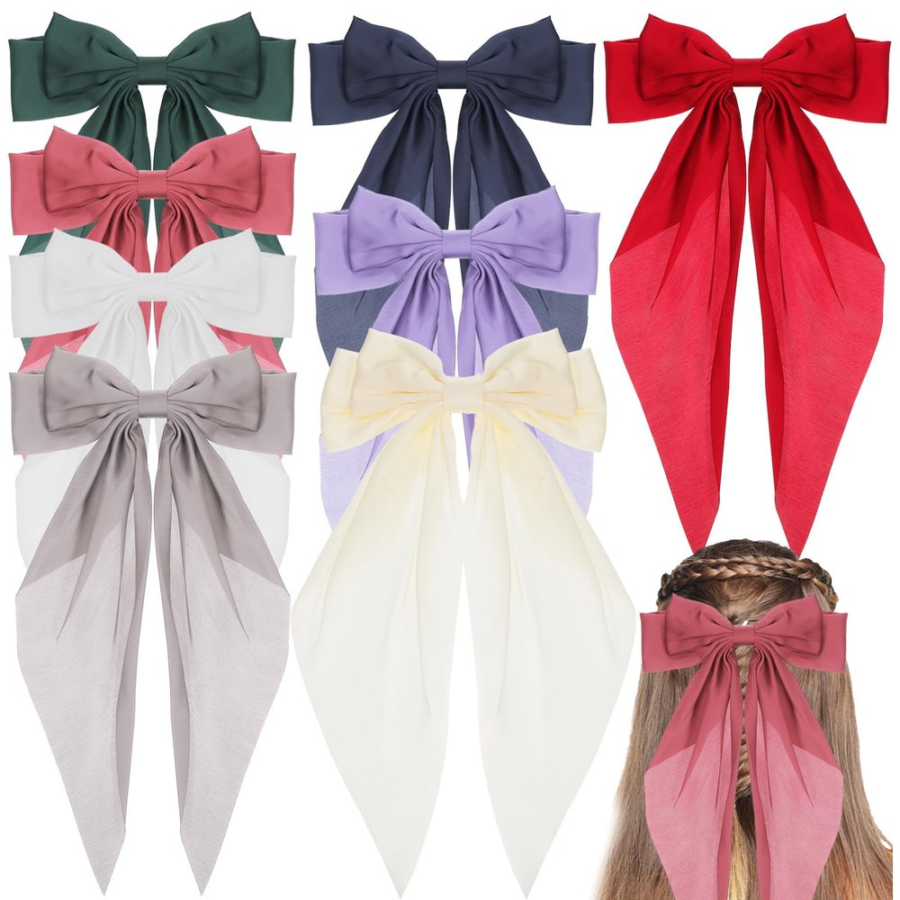 Beaupretty 8 Pieces Large Hair Bows Girls Hair Bows Big Ribbon Girls Bow Hair Clips Hair Clips For Women Hair Accessories