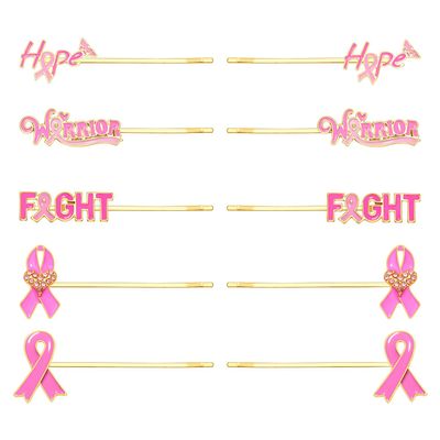 10/12PCS Breast Cancer Awareness Hair Clips for Women Pink Ribbon Hair Clips Fight Breast Cancer Hair Clips Hope Boxing Gloves Hairpins Breast Cancer Awareness Accessories Outfits Gifts