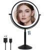 9" Height Adjustment Bathroom Mirror Free Standing and 10x Magnification LED Rechargeable, 360 Rotating Adjustment,Desk Shaving Mirror 3Colors(Black) view 1