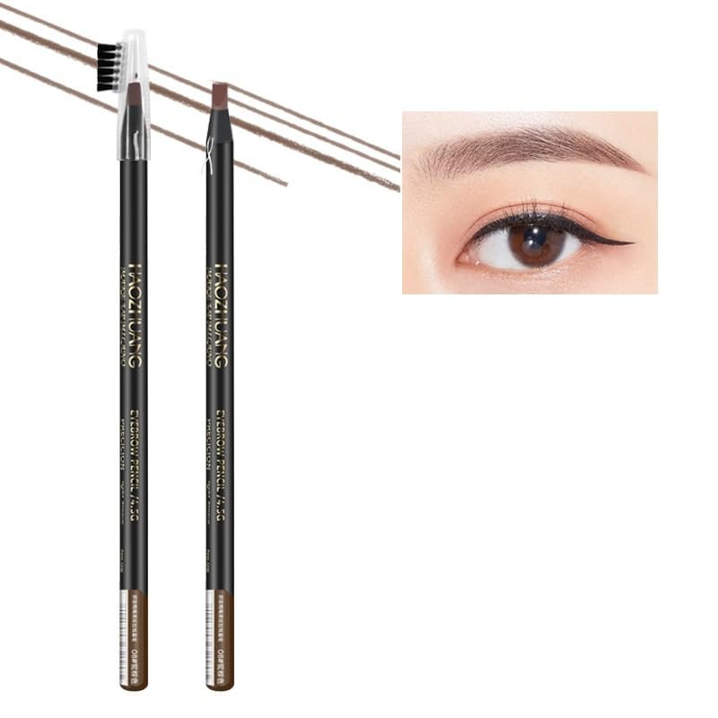 2PCS HaoZhuang Eyebrow Pencil,HaoZhuang Eyebrow Pencil Microblading,HaoZhuang Waterproof Long Lasting Eyebrow Pencil (Camel Brown)