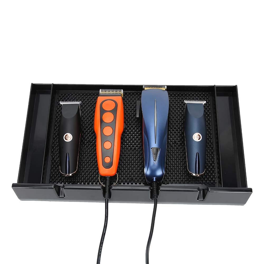 Barber Clipper Tray, Barber Clipper Holder Clipper Rack Anti Slip Black Salon Clippers Organizer Case, Professional Hair Trimmer Holder, Hairdresser Stylist Barbers Tools Box