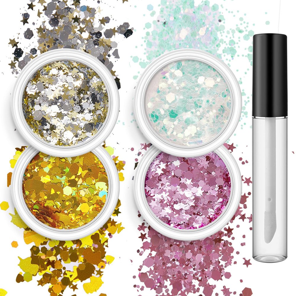 4 Box Fantasy Sequined Irregular Face Body Set Cosmetic Body Accessories For Festival Makeup Eyes