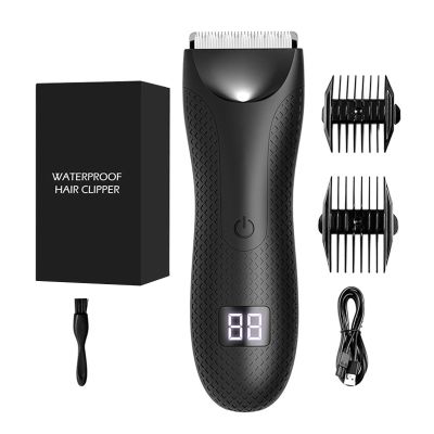 NinthAvenue Basics Men's Body Hair Trimmer with LED Lights and Waterproof Design, Electric Shaver Grooming Kit for Beard, Face, and Body Trimming