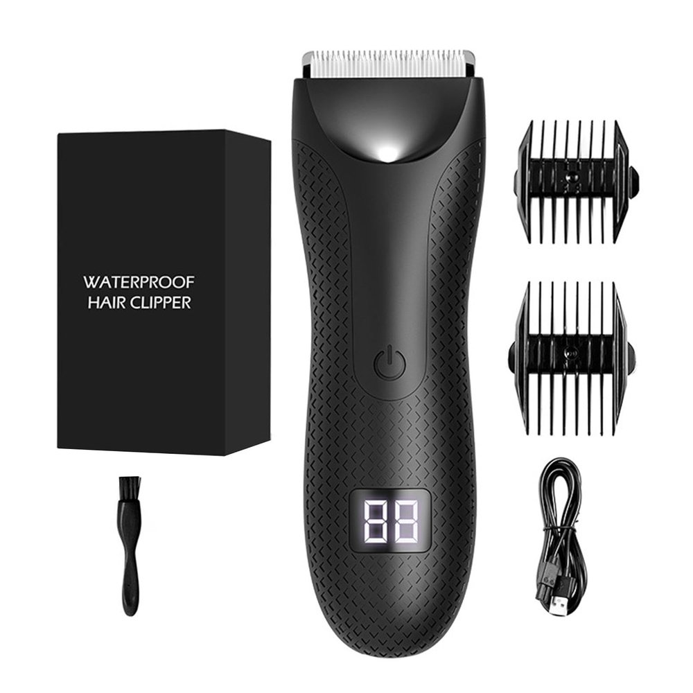 NinthAvenue Basics Men's Body Hair Trimmer with LED Lights and Waterproof Design, Electric Shaver Grooming Kit for Beard, Face, and Body Trimming