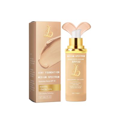 4-in-1 Magic Foundation Light/Medium Spectrum Full Coverage Lotion, Match Skin Color Changed, SPF 50+, 4 1 Foundation Hydrating Concealer Waterproof Korean Makeup(Medium, Spectrum)