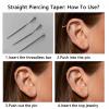 WOLAYI 16G 18G 20G Piercing Taper, G23 Titanium Threadless Insertion Pin Changing Tools, Flatback Earring Applicator Tool for Piercing Jewelry Cartilage Earrings Labret Studs Nose Stud Stretcher (2Pcs, 20G, Curved&Straight) view 2