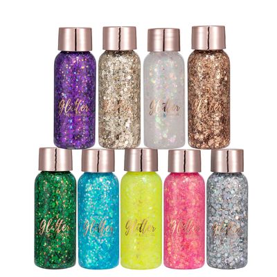 3 Color Glitter Body Gel Makeup Effect,Brighten Body,Long-Lasting,Glitter,Shimmer, for Face and Body Gel Pearlescent Makeup (B, 4.6 Ounce (Pack of 3))