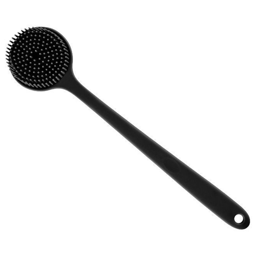 YOXIER Silicone Back Scrubber for Shower,New Update Bath 14.76in Body Double Sided Brush with Long Handle for Shower Exfoliating and Massage Can Produce More Rich Foam for Men and Women Black