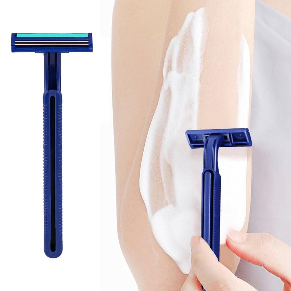 Wiywef 10pcs Portable Men's Razor Manual Beard Trimmer Practical Travel Shaver with Long Handle Safety Razor for Home Hotel
