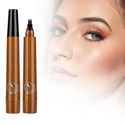 2025 New Magic Eyebrow Pencil, 4-Tip Microblade Brow Pen, Waterproof Contouring Pen Natural Gap Filling Brow Makeup (Light Brown)