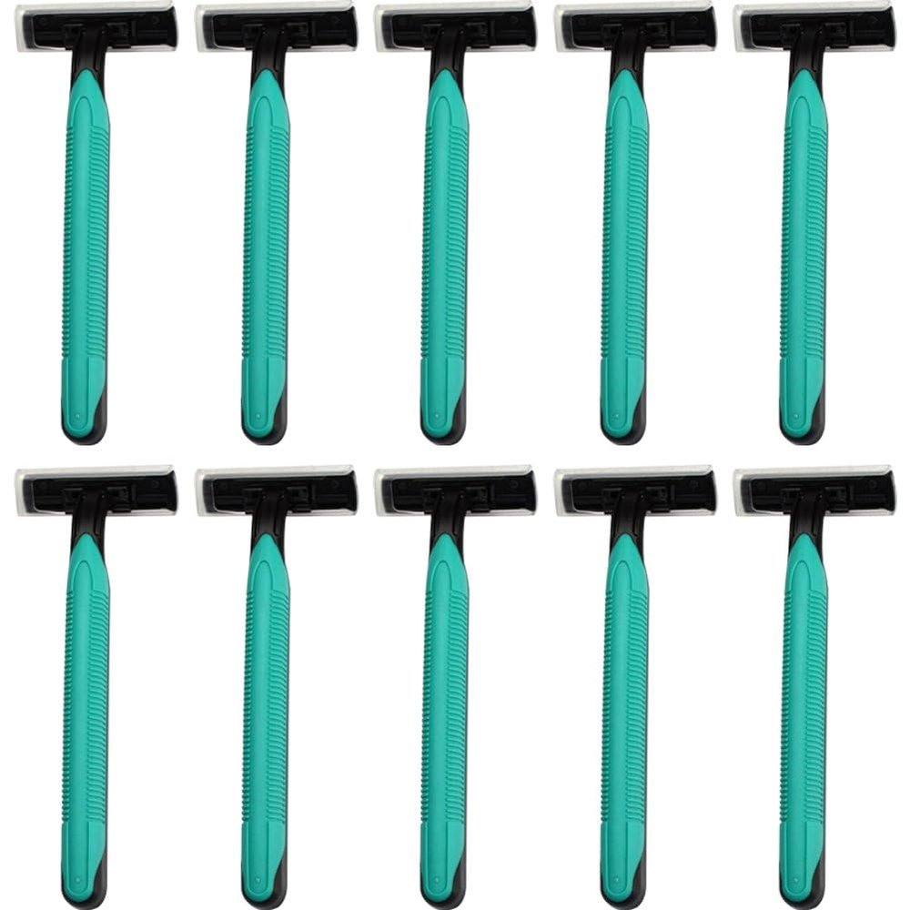 10pcs Portable Men's Razor Manual Beard Trimmer Practical Travel Shaver with Long Handle Safety Razor for Home Hotel