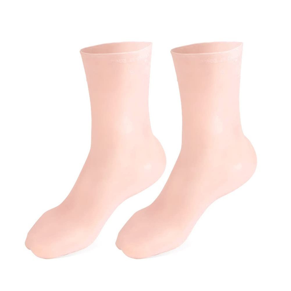 JTLB Anti Slip Moisturizing Silicone Gel Heel Socks, Aloe Infused Socks for Dry and Cracked Skin Care (Skin S(35-39))