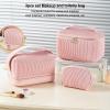 3Pcs Makeup Toiletry Bag Set, Storage Bag Large Capacity Portable Pu Toiletries Bag Purse Pleats Bagging Pu, Alloy, Cloth for Business Trip Travel Traveling, Cosmetic Bags view 2