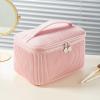 3Pcs Makeup Toiletry Bag Set, Storage Bag Large Capacity Portable Pu Toiletries Bag Purse Pleats Bagging Pu, Alloy, Cloth for Business Trip Travel Traveling, Cosmetic Bags view 3