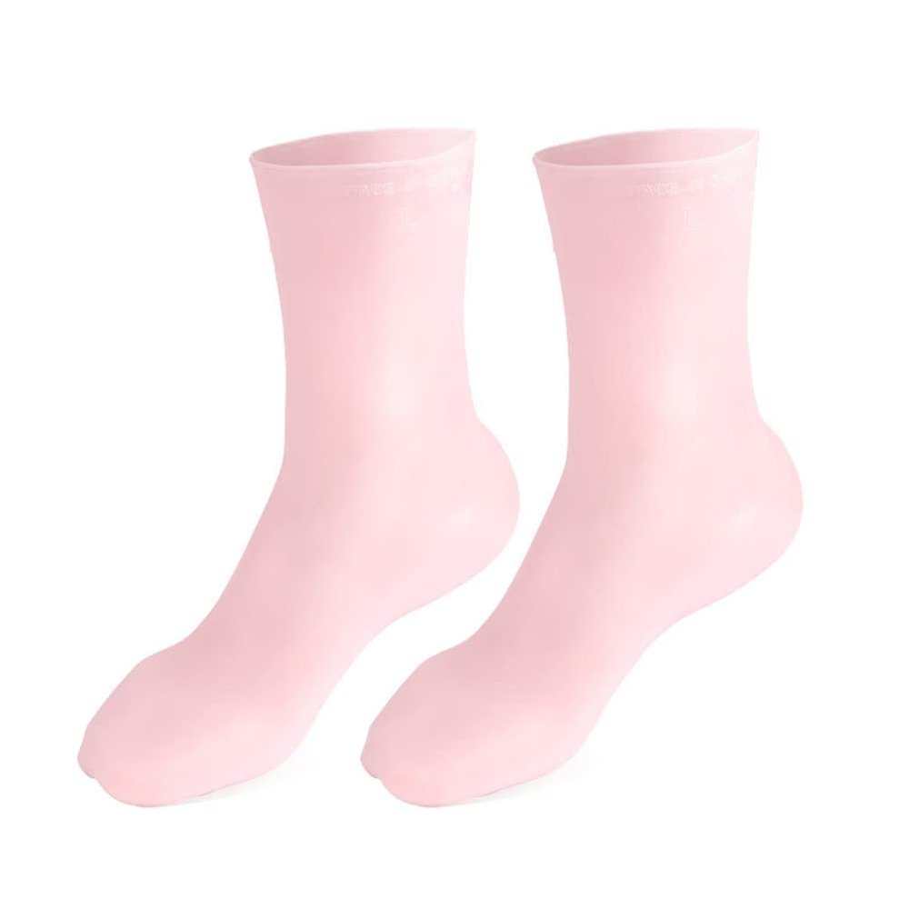 JTLB Anti Slip Moisturizing Silicone Gel Heel Socks, Aloe Infused Socks for Dry and Cracked Skin Care (Pink M(40-44))