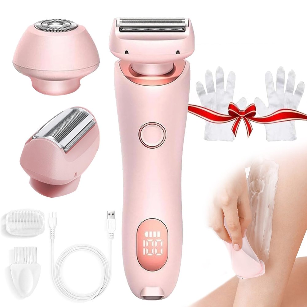 Razor for Women, Electric Razor for Women, Dual Head Shaver Waterproof Lady (Pink)