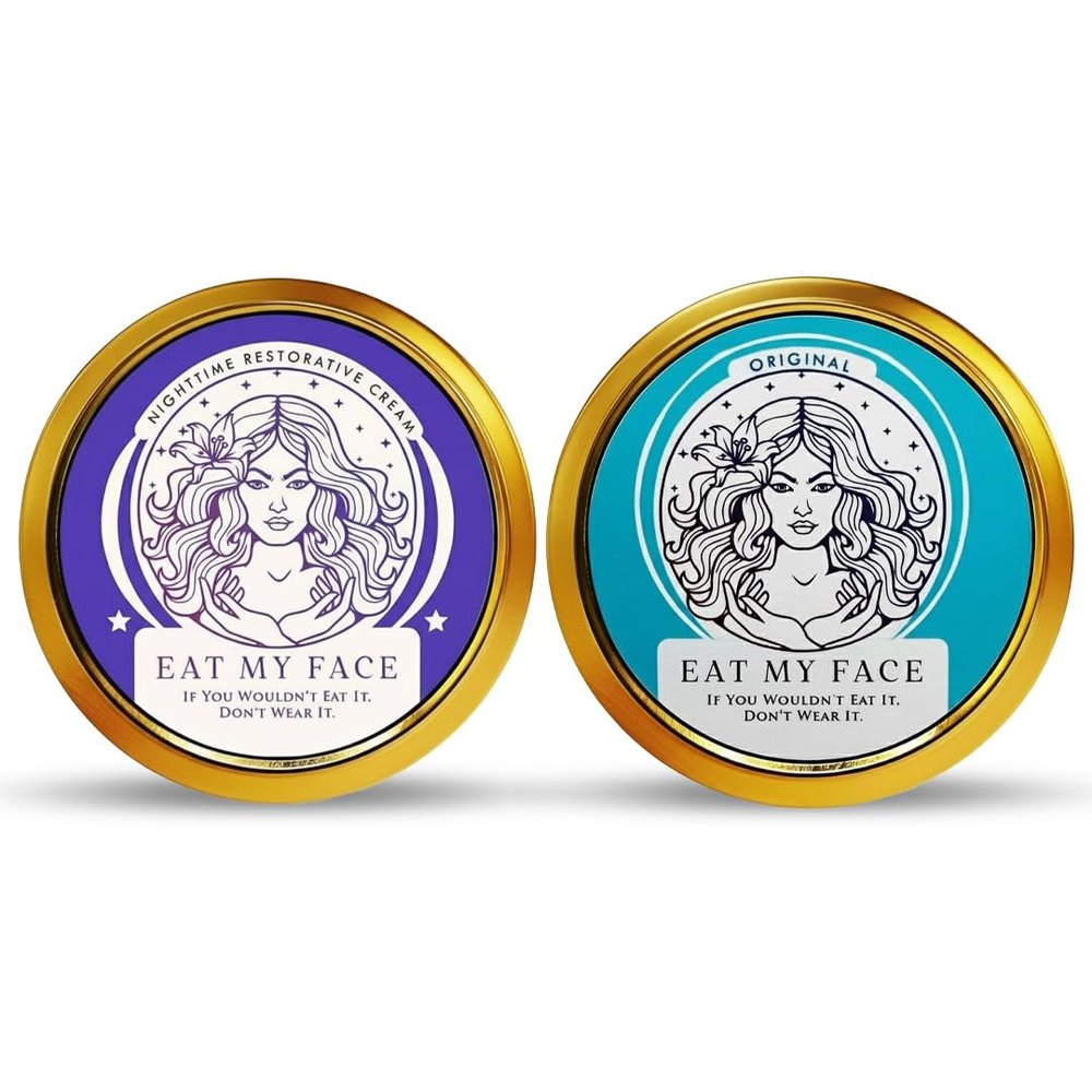 Eat My Face Grass-Fed Tallow Skincare & Nighttime Cream Bundle - Infused with Shea Butter, Cocoa Butter, Sea Buckthorn Oil & Vitamin E for Hydrated Youthful Skin -Vanilla & Lavender Scent - 4.0 fl oz