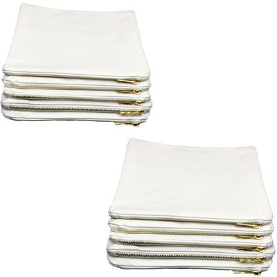 10pcs 12oz cotton canvas makeup bag with gold metal zip 7x10in canvas cosmetic pouch (white)