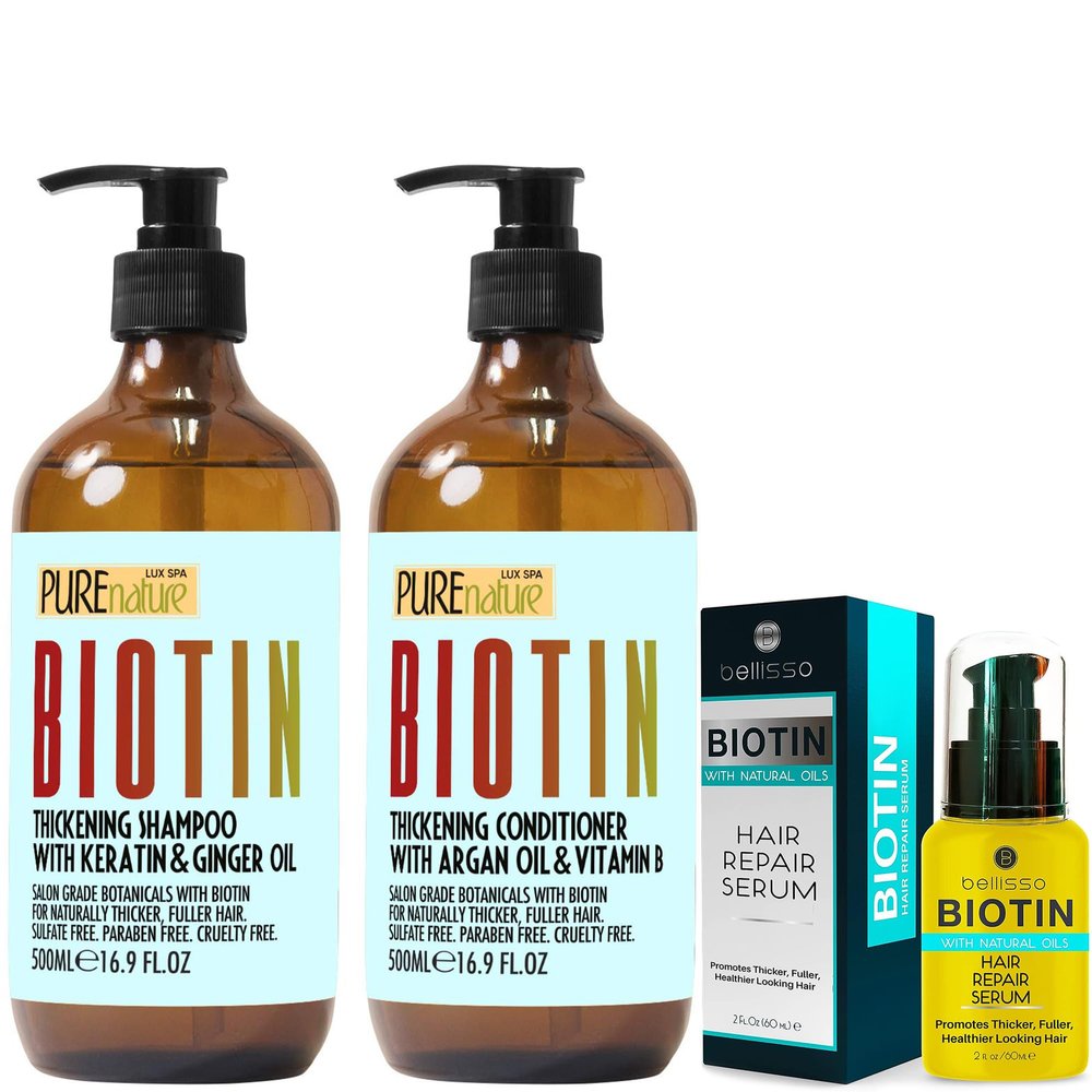 Biotin Shampoo and Conditioner Set and Biotin Hair Thickening Serum for Men and Women
