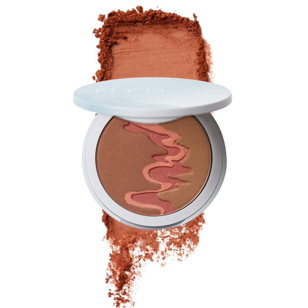 Flyte.70 Color Back Burnished Bronze Facial Powder - Face Makeup Setting Powder Blendable with Moisturizing Squalene Bronzer Foundation Long Lasting Shimmer Contour Makeup Sun Kissed Tan Look 3 Shades