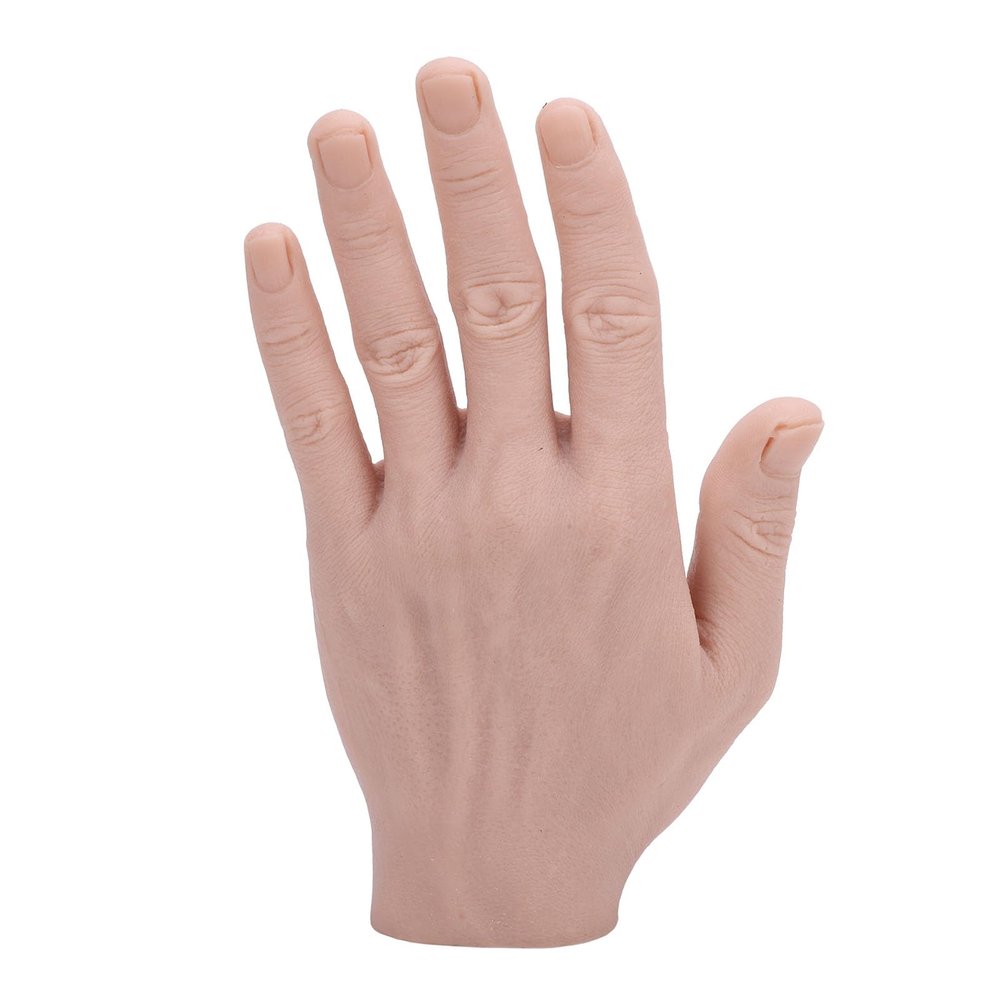 Realistic Silicone Male Hand Life Size Male Hand Model Bendable Fake Hand for Festival Props Painting Practice Halloween Props (Left Hand)