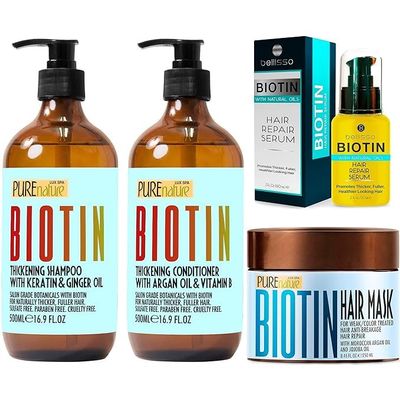 Biotin Shampoo and Conditioner Set and Biotin Hair Mask and Biotin Hair Thickening Serum for Men and Women