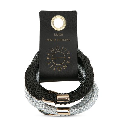 Knotty Luxe Hair Ponytail Holders, Set of 6 (Black Metallics)