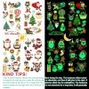 10 Sheets Glowing Christmas Temporary Tattoos, Luminous Stickers Glow In The Dark Decorations Goodie Bag Fillers for Kids Birthday Holiday Xmas Party Supplies view 3